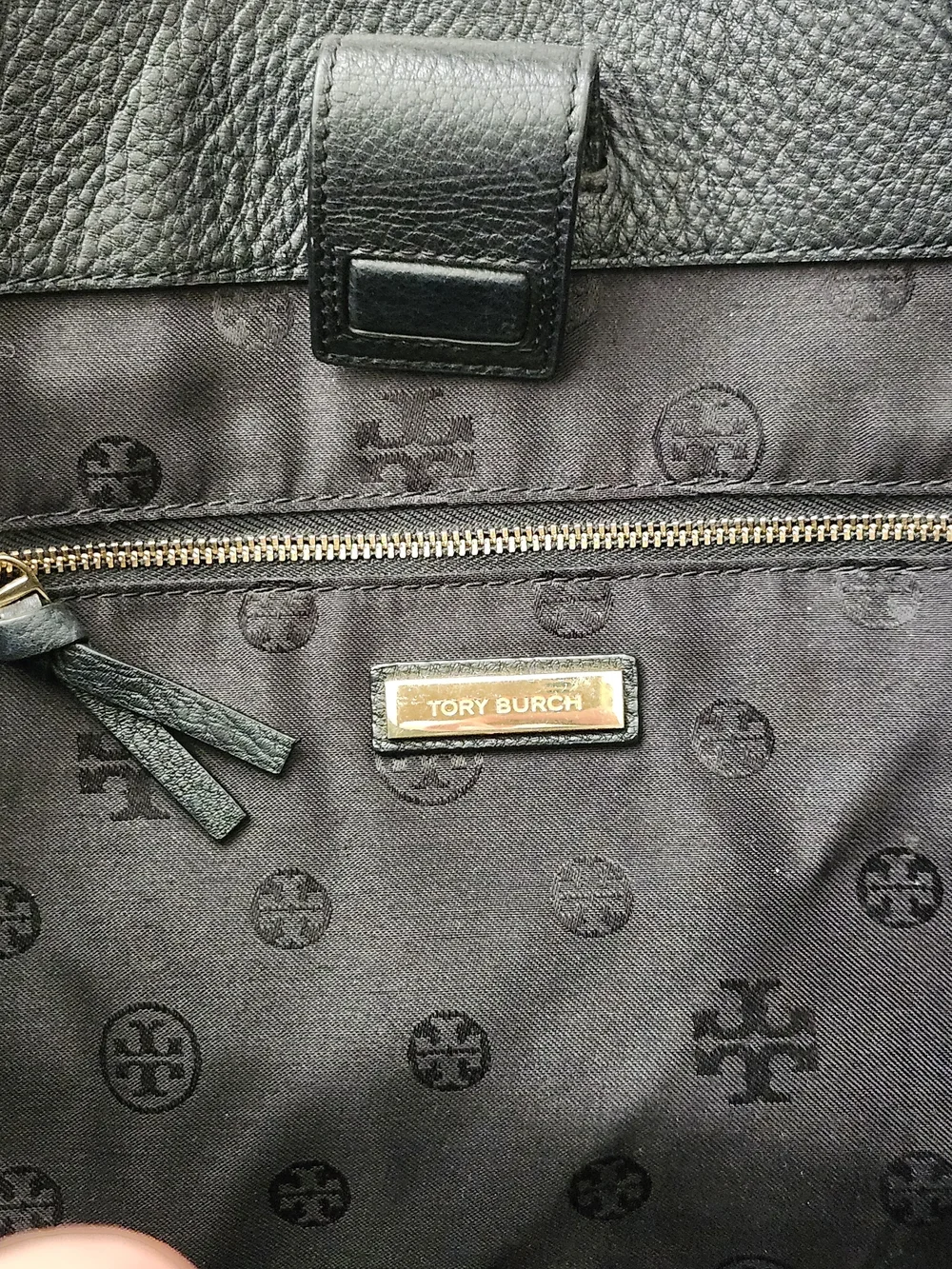Tory Burch Black Pebbled Leather Tote